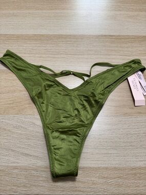 Victoria's Secret Olive Green Satin Thong